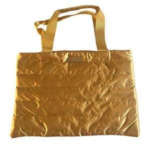 Carolina Herrera Good Girl GOLD Puffer Shoulder Tote Bag Purse Laptop